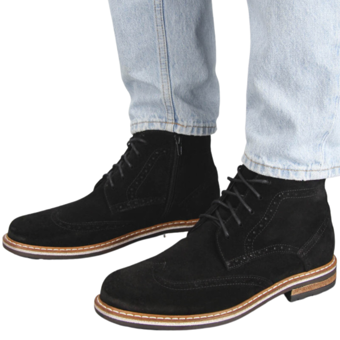 Czarne Kozaki Męskie skóra welurowa