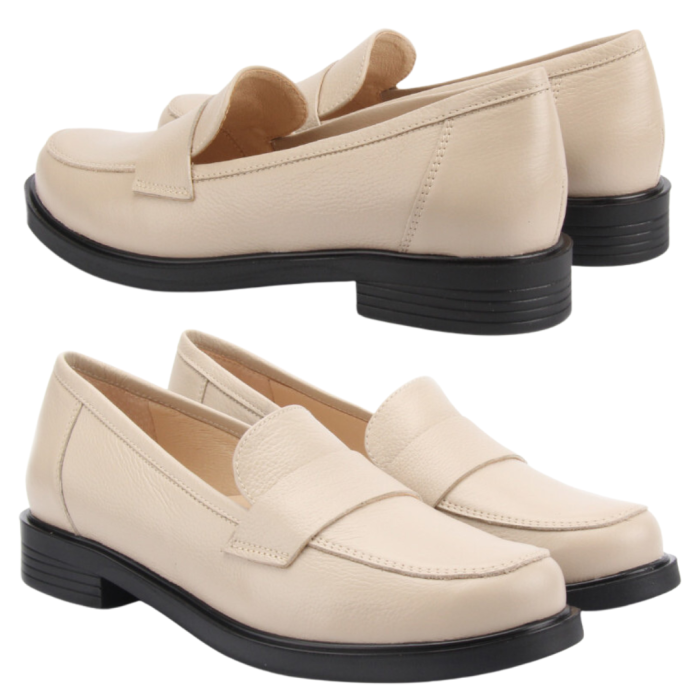 Beżowe mokasyny skórzane BOTIMO