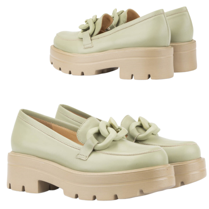 Green leather moccasin BOTIMO