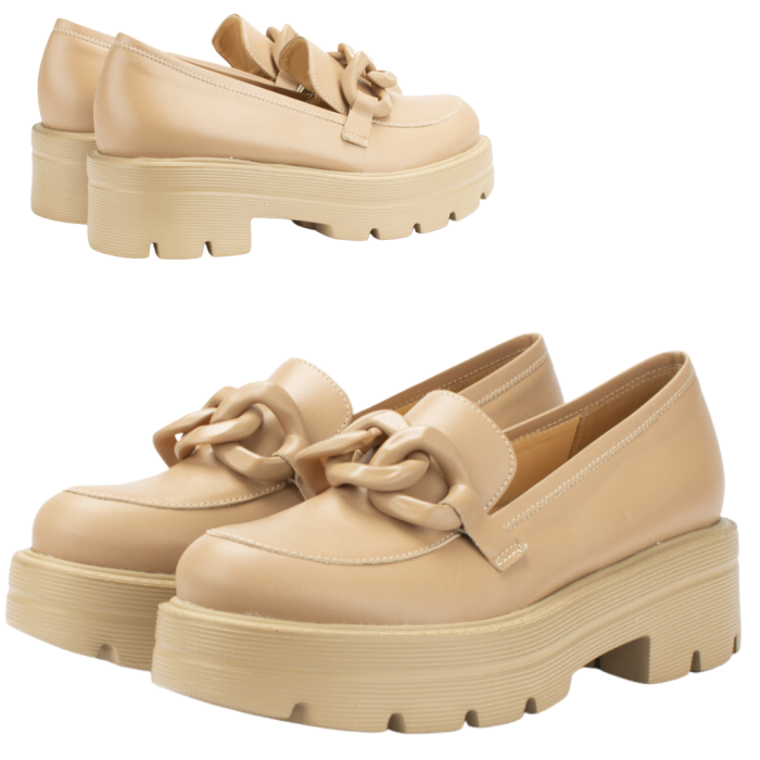 Beige leather moccasin BOTIMO