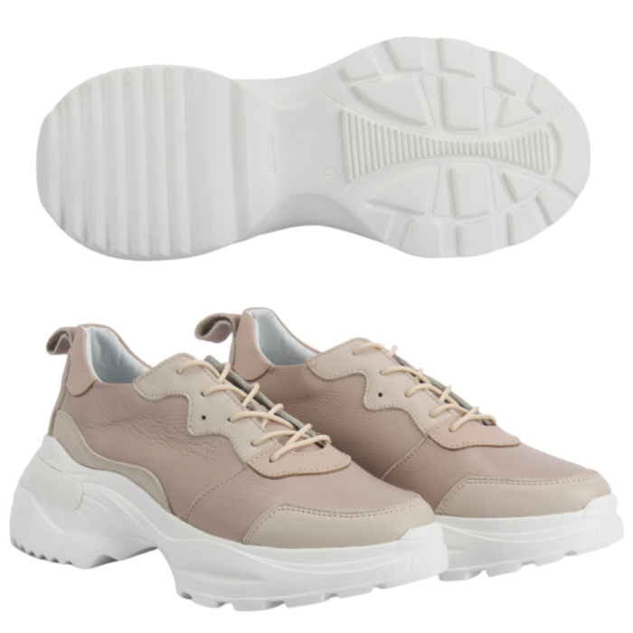 Sneakersy skórzane pudrowy róż BOTIMO