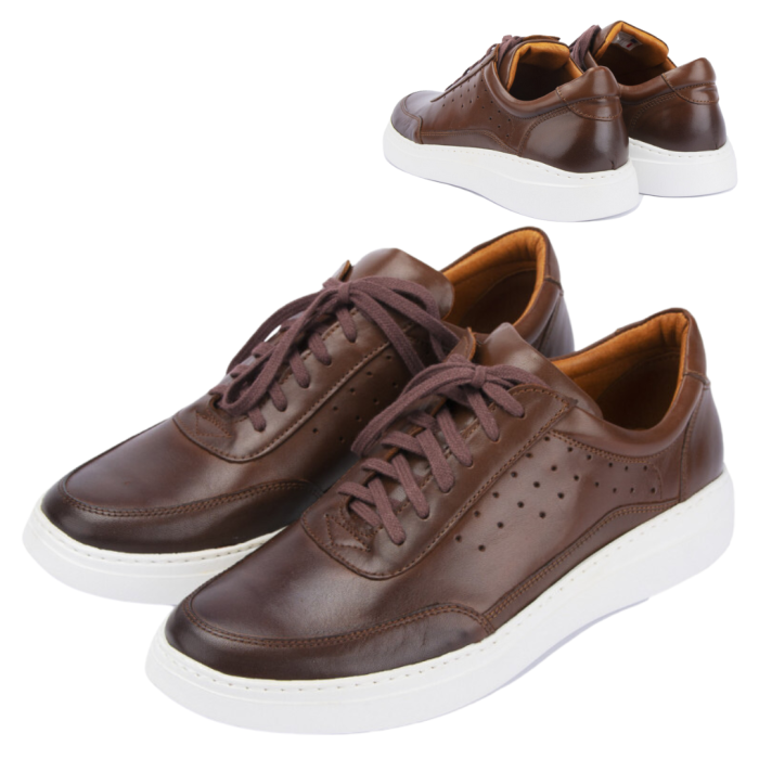 Brown leather sneakers