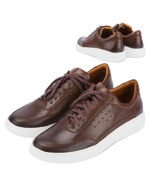 Brown leather sneakers