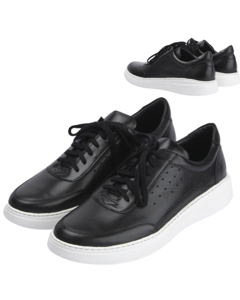 Black leather sneakers