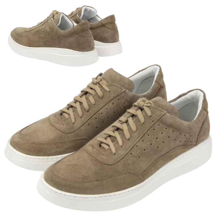 Beige grain leather sneakers