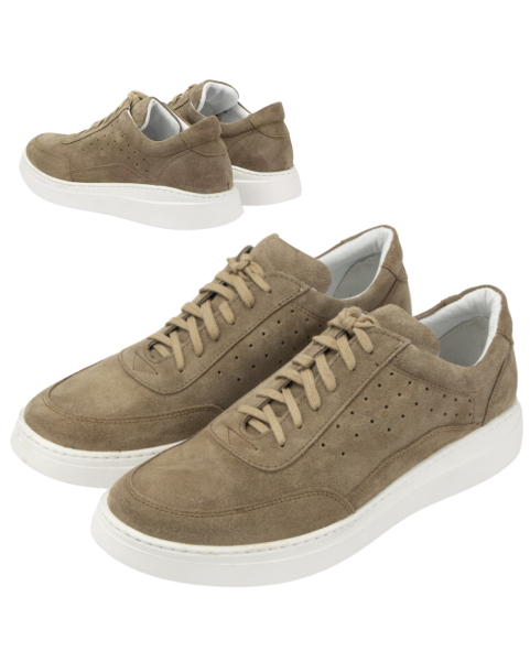 Beige grain leather sneakers