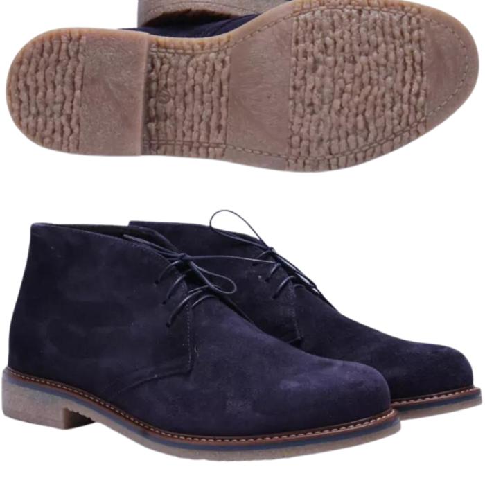 Navy blue Men's Velour leather boots