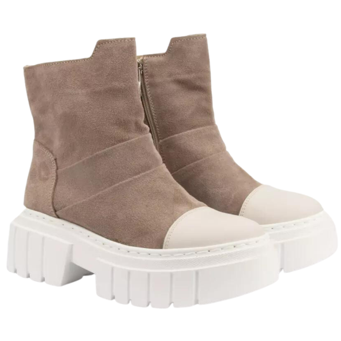 Beżowe botki skórzane BOTIMO