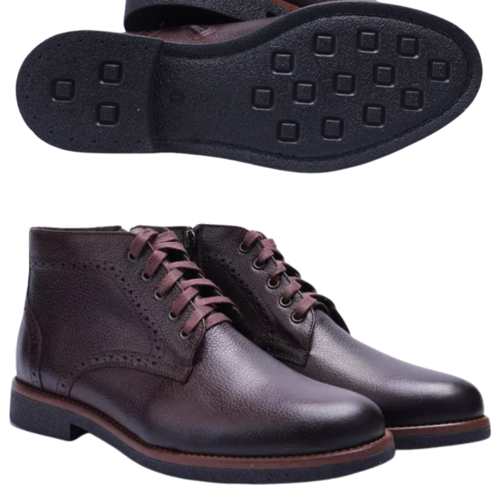 Męskie botki sznurowane BURLEY, czarna skóra lico