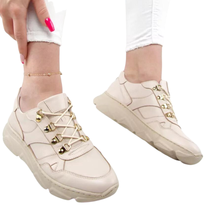 Light powder leather sneakers