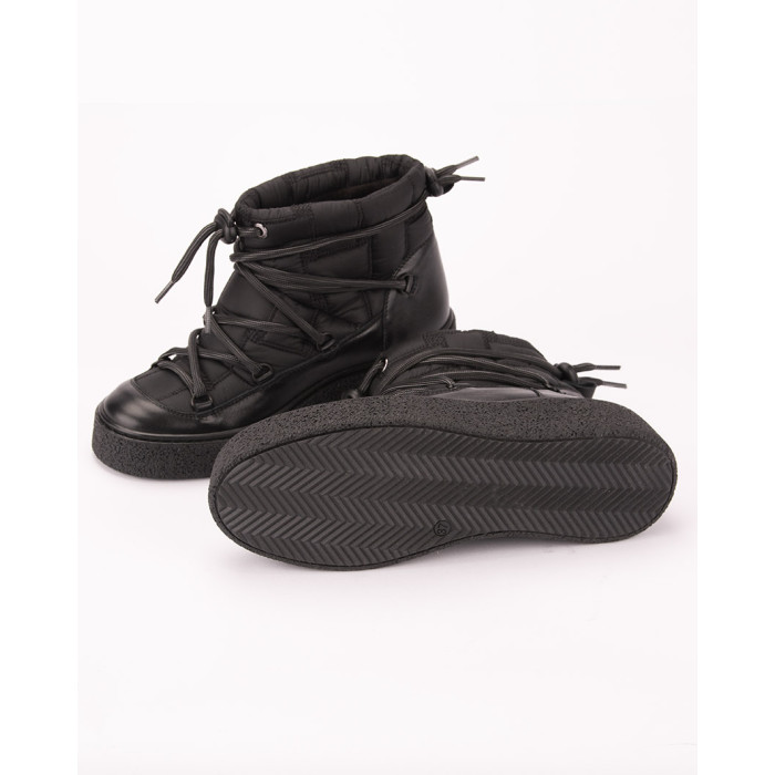 Czarne śniegowce ocieplane skóra łączona