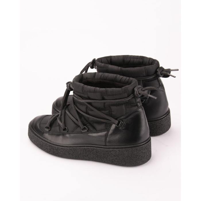 Czarne śniegowce ocieplane skóra łączona