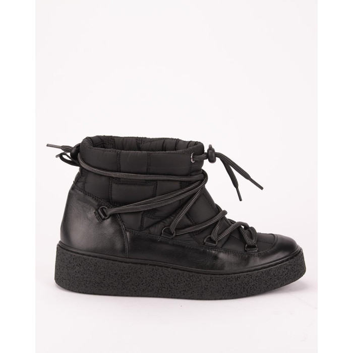 Czarne śniegowce ocieplane skóra łączona