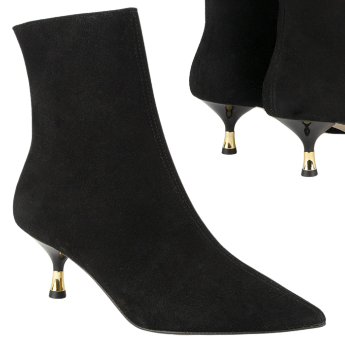 Black boots on 4 cm heel suede leather