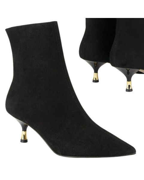 Black boots on 4 cm heel suede leather