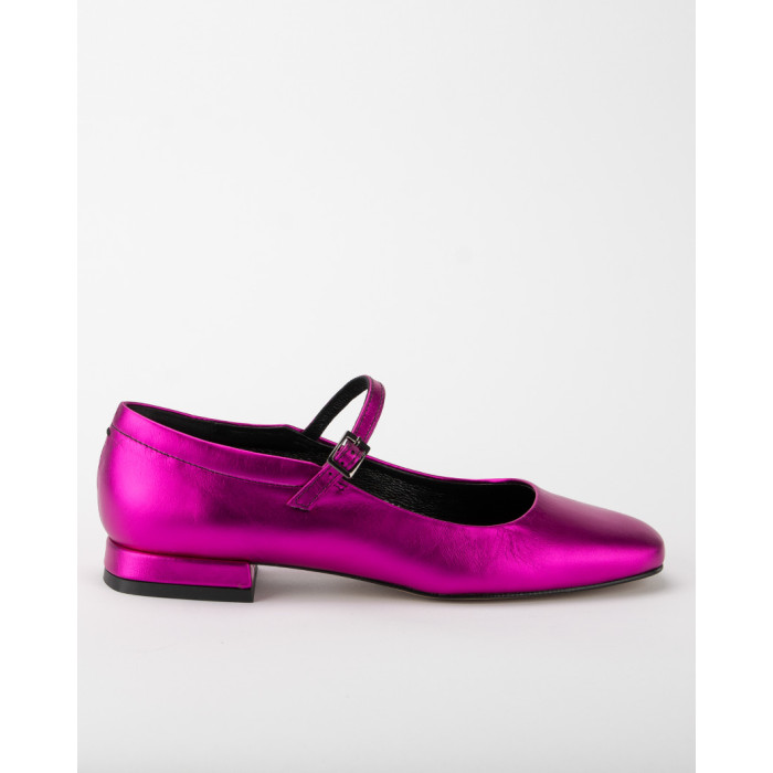 Metaliczne różowe  baleriny z zapięciem