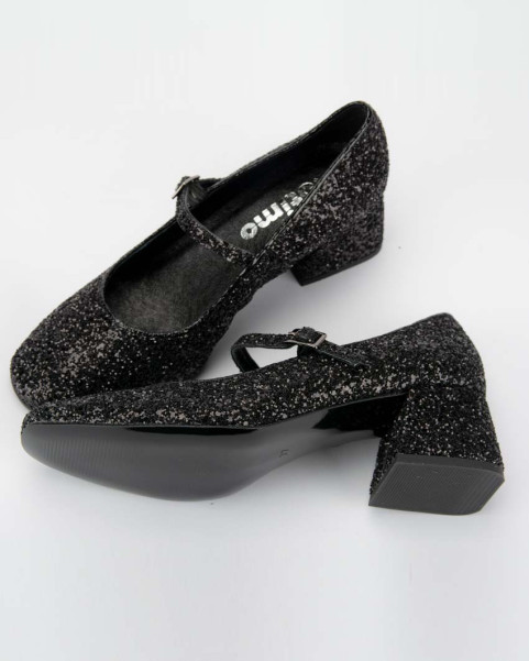 Black glitter pumps with 4.5 cm heel