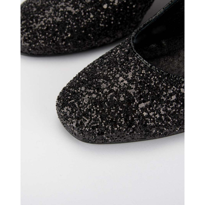 Black glitter pumps with 4.5 cm heel