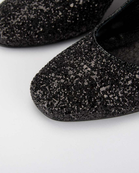 Black glitter pumps with 4.5 cm heel