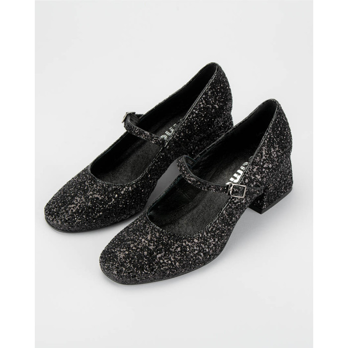 Black glitter pumps with 4.5 cm heel