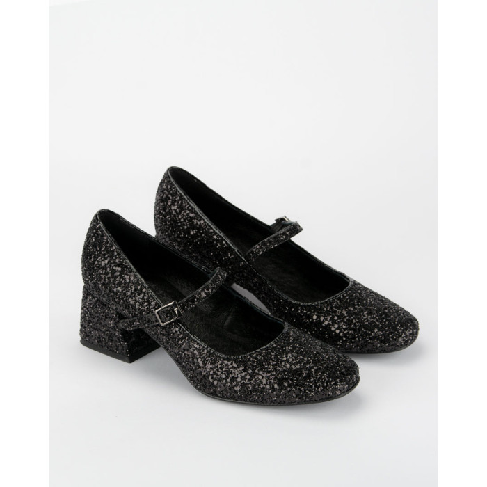 Black glitter pumps with 4.5 cm heel