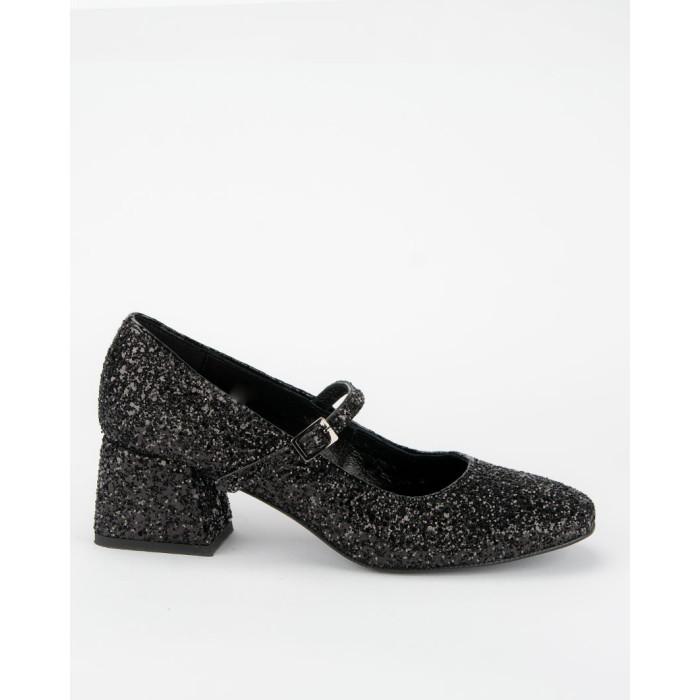 Black glitter pumps with 4.5 cm heel
