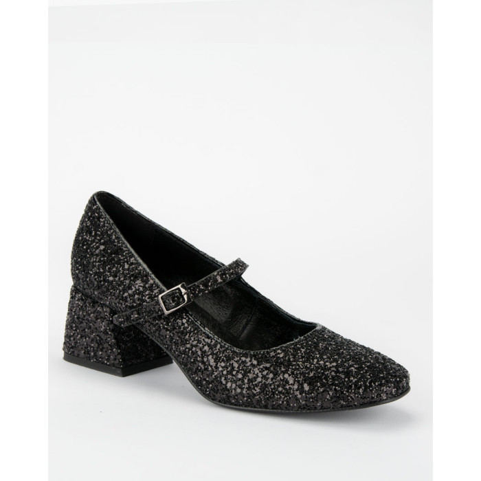 Black glitter pumps with 4.5 cm heel