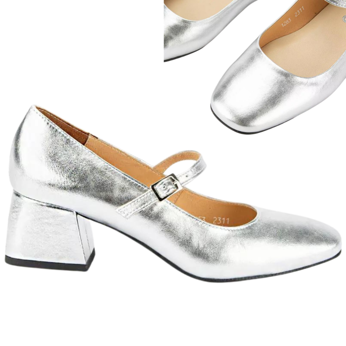 Silver pumps with 4.5 cm heel