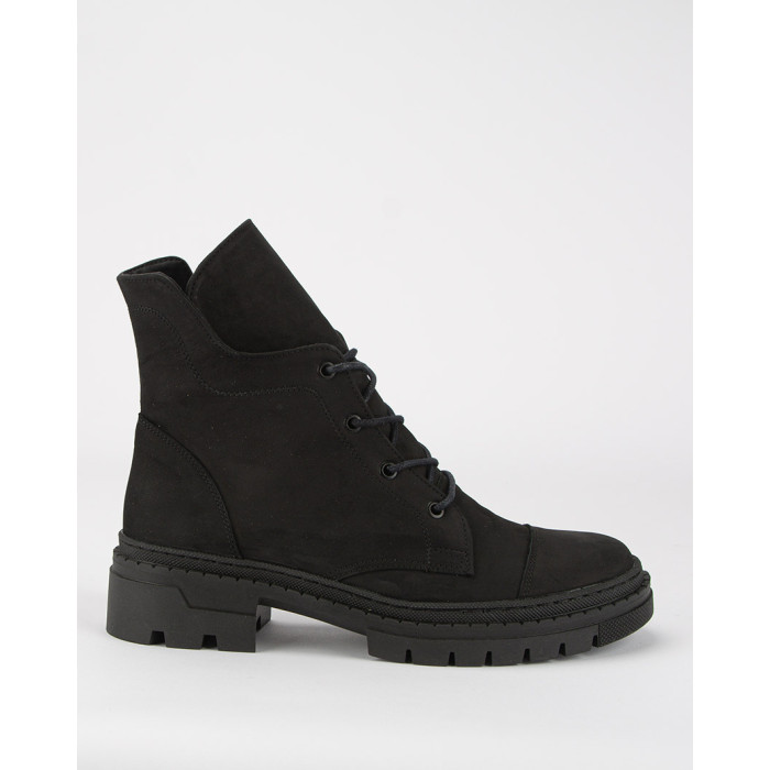 Czarne botki ocieplane skóra nubuk