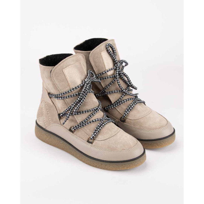 Beżowe śniegowce skórzane BOTIMO