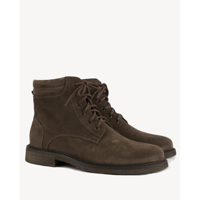 Brown men's leather velour boots