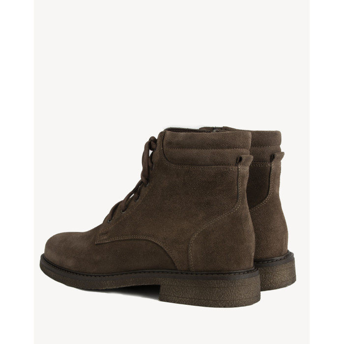 Brown men's leather velour boots