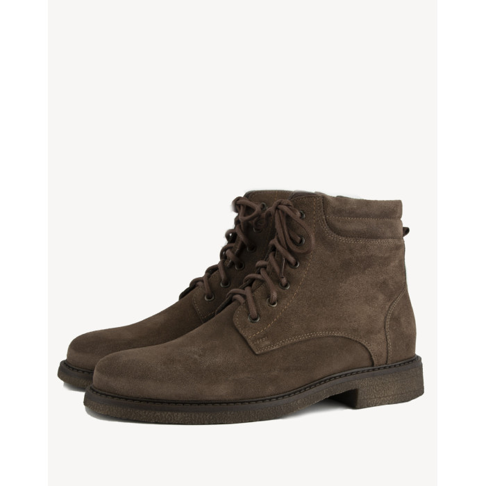Brown men's leather velour boots