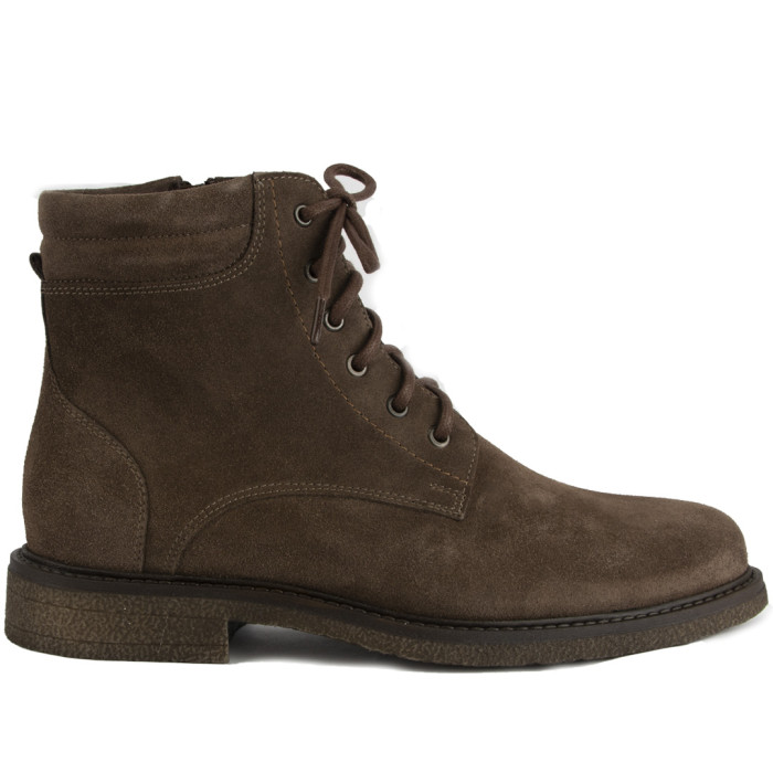 Brown men's leather velour boots