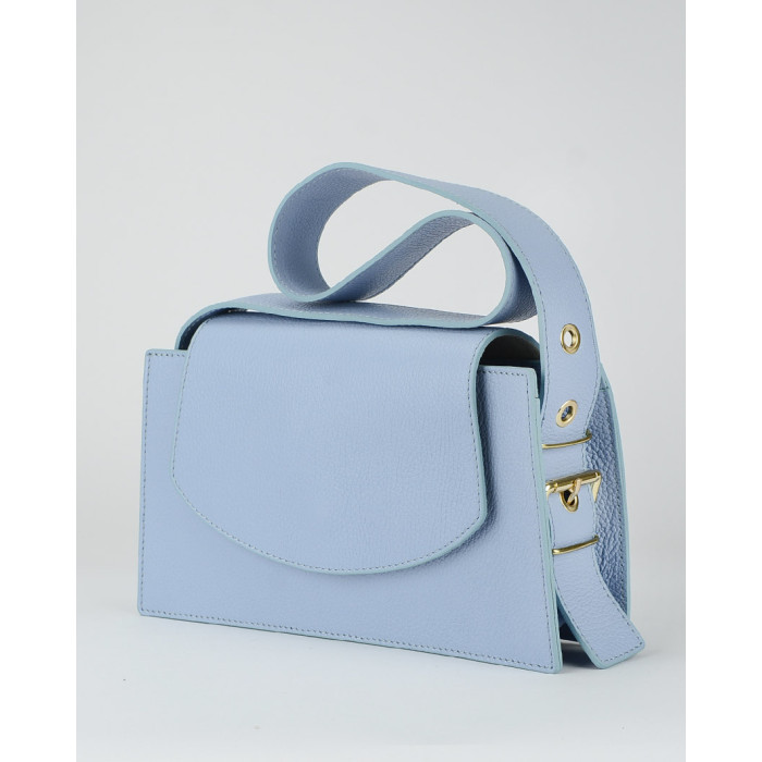 Blue leather postbag