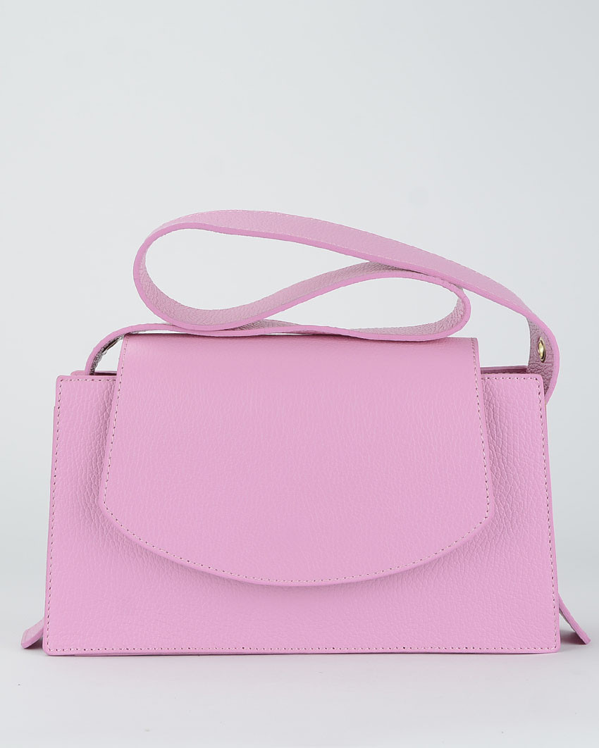 Pink leather postbag