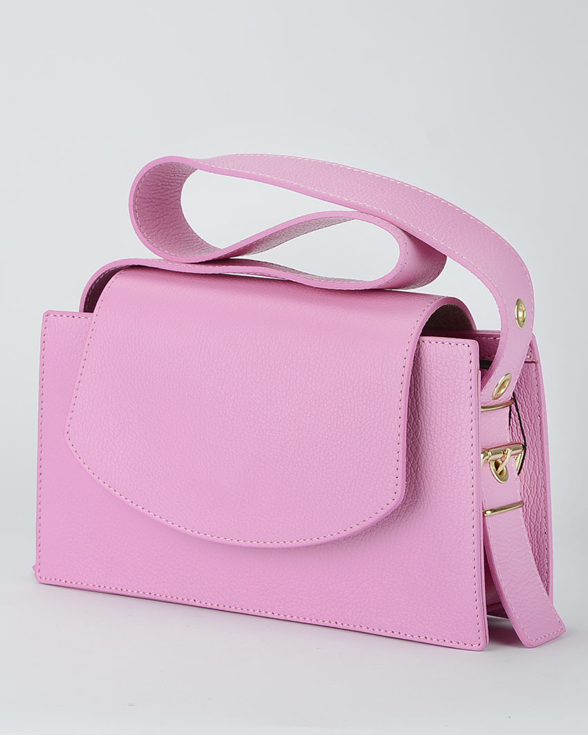 Pink leather postbag