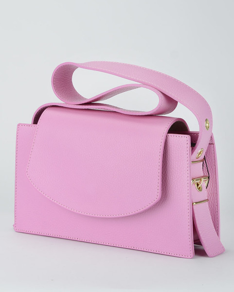 Pink leather postbag