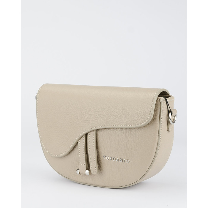 Beige leather postbag