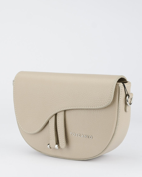 Beige leather postbag