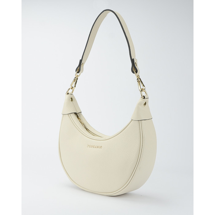 Cream natural leather horseshoe handbag