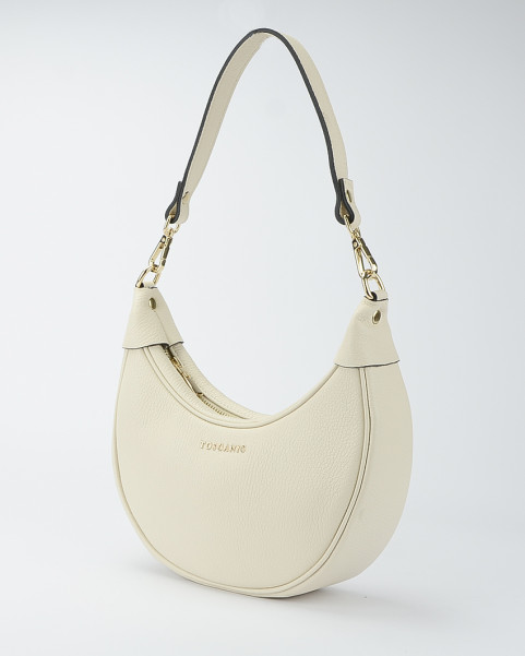 Cream natural leather horseshoe handbag