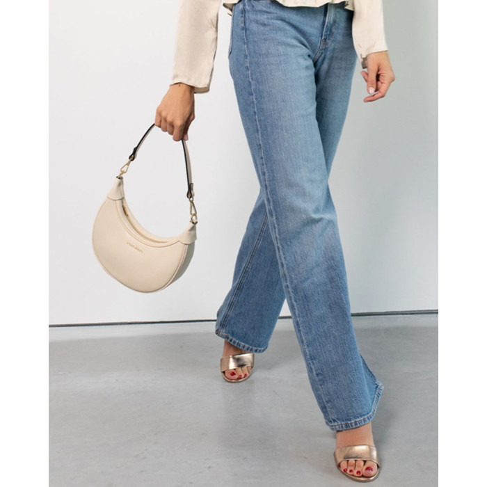 Cream natural leather horseshoe handbag