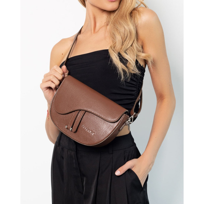 Beige leather postbag