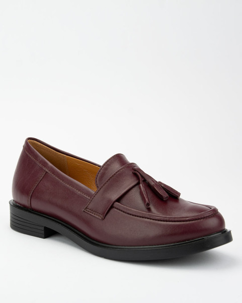 Maroon leather moccasins...