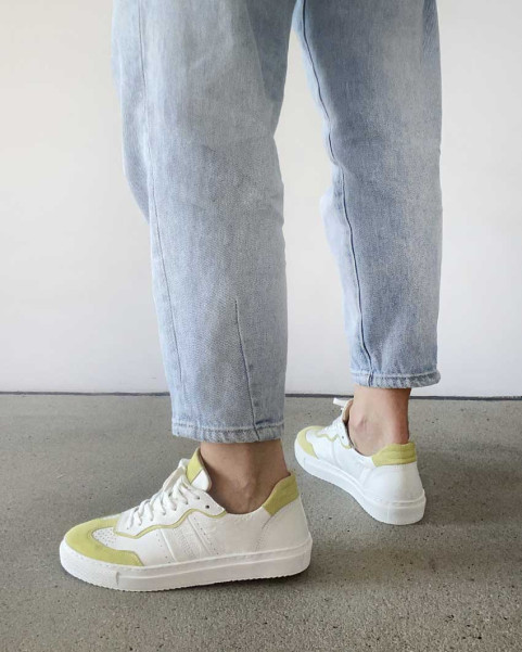 White sneakers women's Lucia Lime natural leather BOTIMO