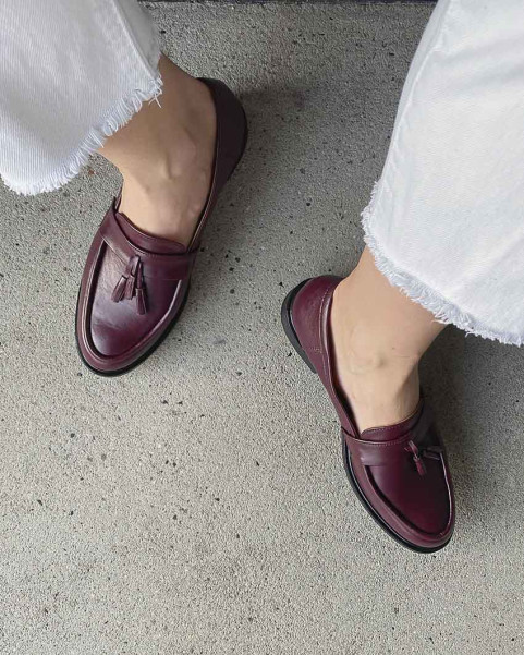 Maroon leather moccasins BOTIMO