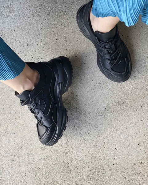 Black leather sneakers BOTIMO