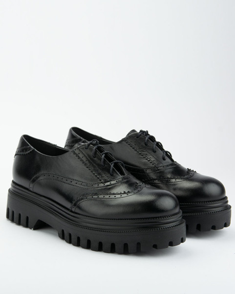 Black leather bound oxfords BOTIMO