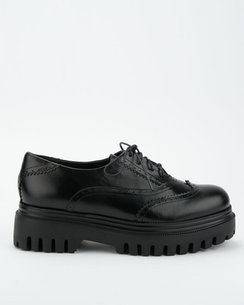 Black leather bound oxfords BOTIMO